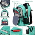 thumbnail image 3 of Mochila FENGDONG para portátil grande de 17,3 pulgadas, impermeable, color verde claro, 3 of 6