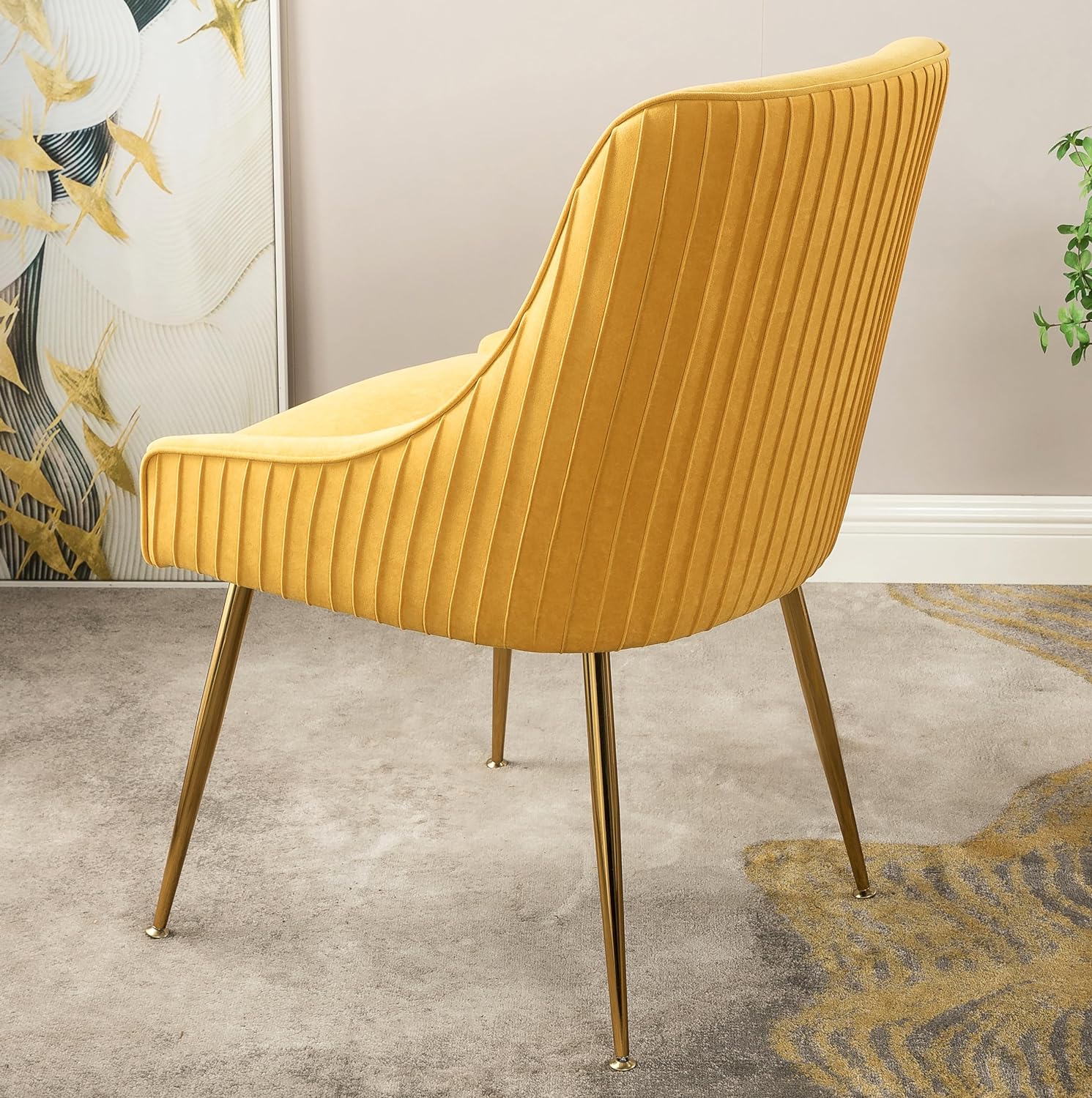 US Pride Furniture Luxury Velvet Chair Soft Upholstery Comfortable Seating for Dining Room Kitchen or Office, Mustard Yellow