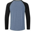 thumbnail image 5 of ZVNAΖH Men's Henley Shirts Raglan Long Sleeve Slim-Fit Casual Baseball Tee Shirt Lightweight Button Patchwork Color Pullover Shirts, 5 of 6