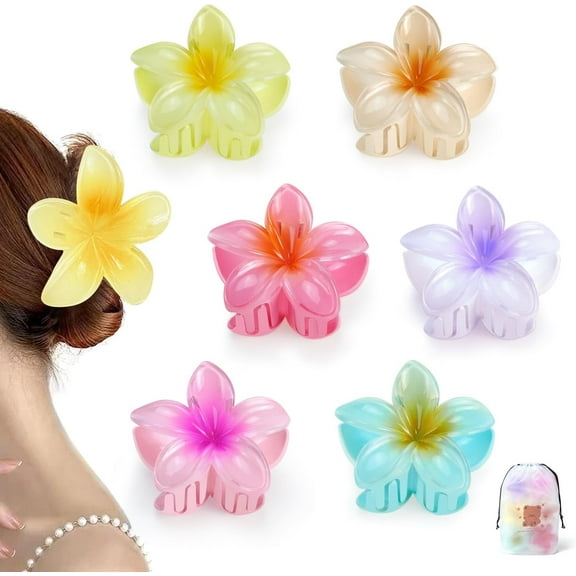 Flower Hair Clips for Women and Girls,6 Pack Flower Claw Clips with Strong Hold and Non Slip Grip,Cute Daisy Hair Accessories with Organizer Bag