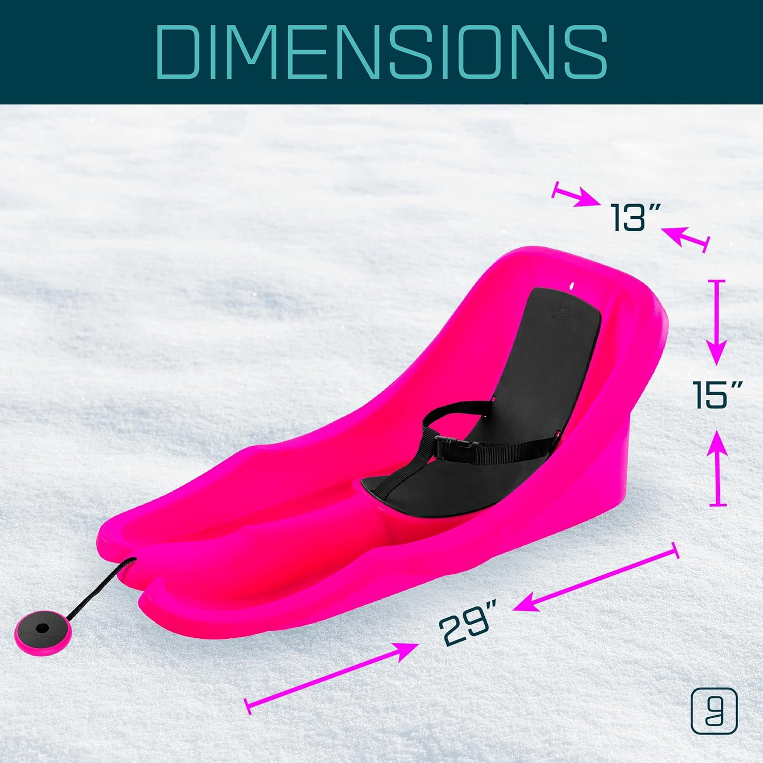 Gizmo Riders Baby Rider Monster Pink Pull Snow Sled for Toddlers, 55 lbs , Ages 6 Months+