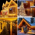 thumbnail image 7 of Solar Icicle Lights, 7M Waterproof Curtain Lights, 0.8Mx32 Pcs Hanging Fairy String Lights 8 Modes 256 LED Waterfall String Light with Remote for Wedding Christmas Party Holiday Decor (Warm White), 7 of 7