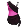 thumbnail image 4 of dPois Combinaison Asymétrique pour Filles Justaucorps de Danse Ballet Rythmique Froncé Rose Vif 14, 4 of 7