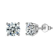 Juwaliy Women Earrings Birthstone April Diamond 925 Sterling Silver Birthday Mother's Day Gift Wedding Jewelry