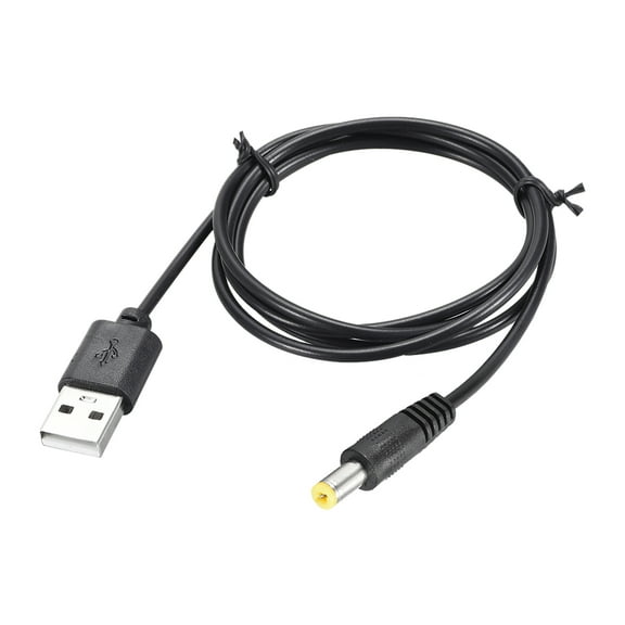Uxcell 2pack 1M DC Male Power Supply,5.5x2.1mm Adapter to USB Plug Male Cables