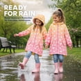 thumbnail image 5 of Jinhomg Girls Rain Jackets Waterproof Hooded Fleece Lined Raincoats Print Water-Resistant Lightweight Windbreakers for Kids 6 Years, 5 of 7