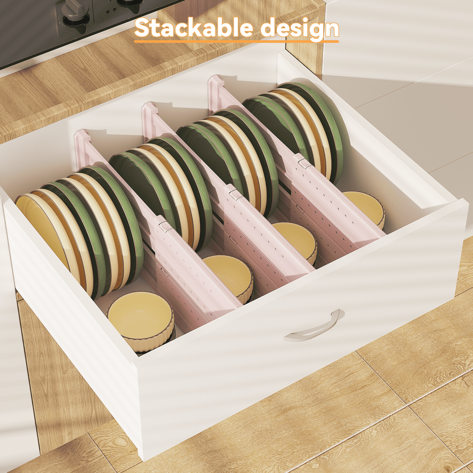 LLMRR 12 Pack Drawer Dividers, 4" High, 11-17" Adjustable Drawer Divider for clothes, Expandable Baby Dresser Organizer for Baby Clothes, Bedroom and Office Storage, 12 Pack, Pink