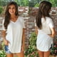 thumbnail image 5 of Dinheiro Camiseta Larga de Manga Corta con Cuello en V y Ajuste Relajado para Mujer, Blanco, XL,, 5 of 5