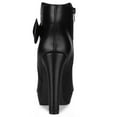 thumbnail image 4 of Botines de tacón alto grueso con plataforma y decoración de lazo para mujer Negro 40, 4 of 7