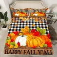 thumbnail image 2 of Feelyou Happy Fall Full Size Sheets, Harvest Autumn Pumpkin Bed Sheets, Black White Plaid Buffalo Sheet Sets, Breathable Home Decor, 4pcs, 2 of 7