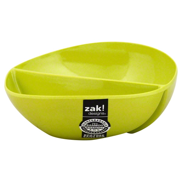 Zak Designs 02048246 8 in. Kiwi Moso Bamboo Divided Bowl, Pack of 6