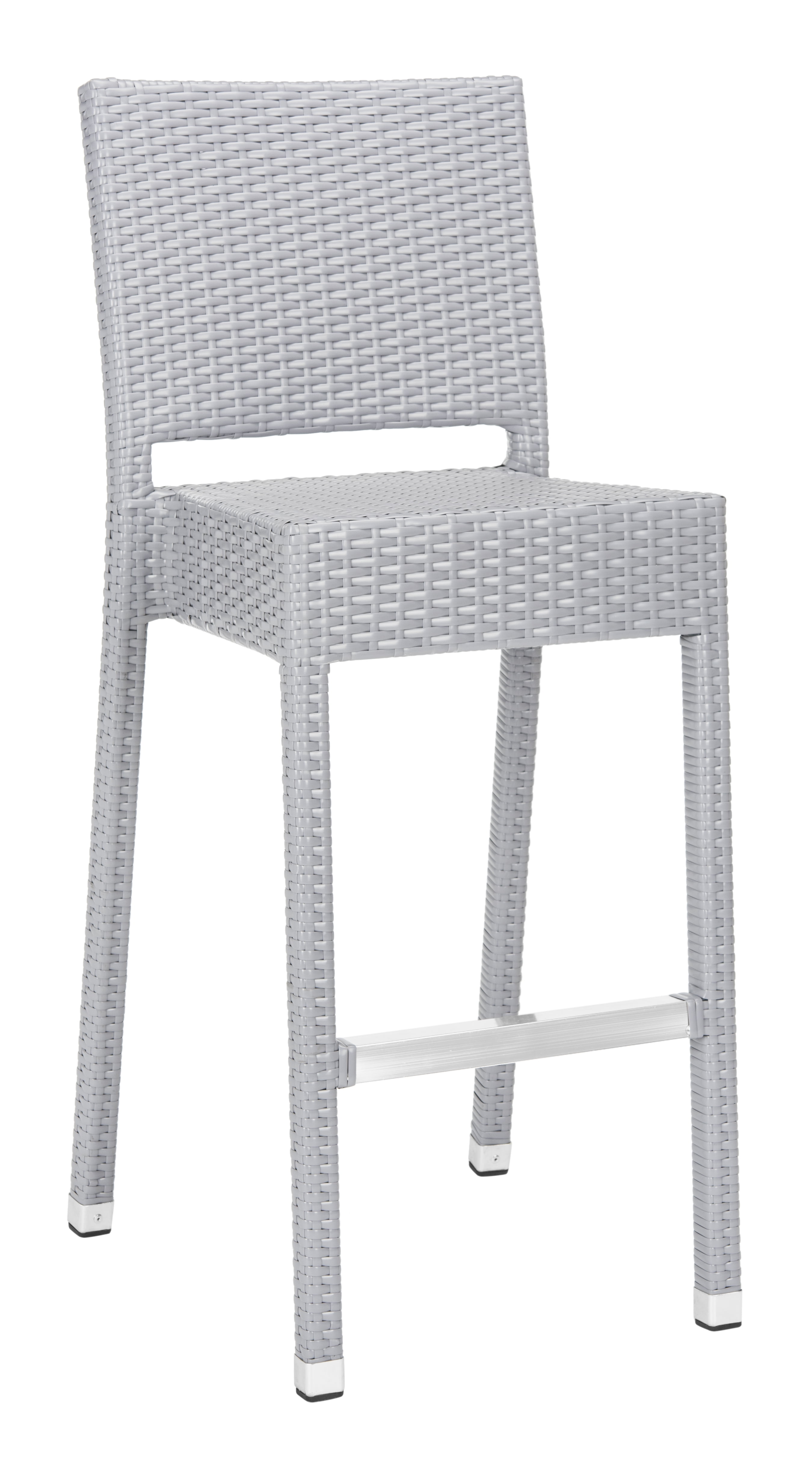 SAFAVIEH Bethel Contemporary Outdoor Patio Rattan Bar Stool, Grey