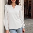 thumbnail image 3 of StSilkitty Loose Casual Sweatshirt Eyelet Long Sleeve V Neck Sweatshirts Solid Color Fashion Comfy Pullover Shirts, 3 of 6
