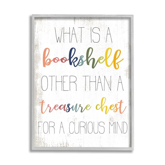 Stupell Industries Bookshelf Treasure Chest Rainbow Word Design, 11 x 14,Design by Daphne Polselli
