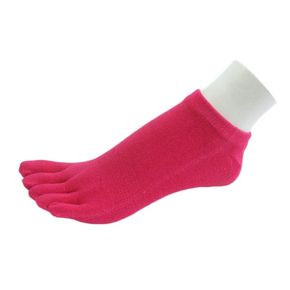Couver Unisex Five Fingers Toed No Show Crew Toe Socks, Hot Pink, Small