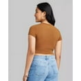 thumbnail image 2 of Wild Fable Ladies Cropped Areca Fruit Brown Crew Neck Shortsleeve Tee, Size S, 2 of 6