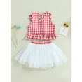 thumbnail image 4 of Coduop Baby Girls Summer Outfit Set Sleeveless Plaid  Ruffle Tank Tops + Tutu Skirt 2Pcs Set, 4 of 9