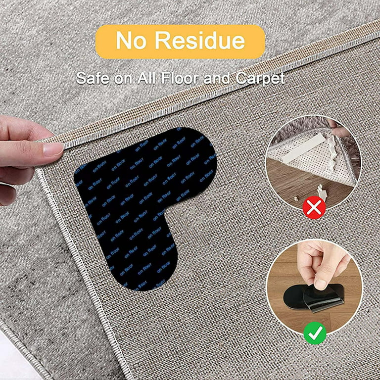 4/8pcs Carpet Non-slip Stickers Carpet Floor Mat Non-slip Fixing Stickers  PU Washable Removable Traceless Carpet Stickers For Floor Mats And Sofa