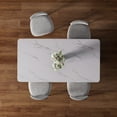 thumbnail image 2 of Modern 5-Piece Faux Marble Dining Table Top with Boucle Armless Chairs in Gray Dining Room Set for Kitchen, 2 of 8