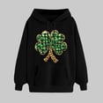 thumbnail image 2 of VBTAPA St Patrick's Day Hooded Sweatshirt Womens Lucky Shamrock Print Pullover Tops Spring Casual Long Sleeve Hoodies with Pocket Black S, 2 of 6
