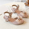thumbnail image 6 of Viluyesy Girls Rhinestone Bow Sandals Kids Summer Princess Dress Shoes Mid Heel Performance Party Wedding 4.5-12.5Y Pink Size 1.5 M, 6 of 7