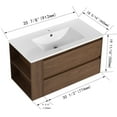 thumbnail image 7 of 36 Inch Wall Mounting Bathroom Vanity with Ceramic Sink, Bathroom Sink Cabinet with Close Drawer and Side Storage, Floating Bathroom Vanity, Brown Oak + White, 7 of 7