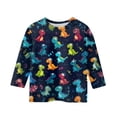 thumbnail image 3 of CCRFTGI Cute Shirts for Kids Girls Size 8 Big Sister Outfit 3/4 Sleeve Trendy Animal Print Blouses Lightweight Crew Neck Tunic Tops Navy 3-4 Years, 3 of 4
