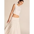thumbnail image 5 of Women'S Solid Color Pleated Midi Skirt Versatile Fashion Casual Long Skirt Elegant White XL, 5 of 10