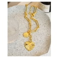 thumbnail image 3 of Sun Heart Pendant Choker Necklace for Women,18K Gold Plated Multi Pendants Chunky Paperclip Chain Hip Hop Neutral Jewelry, 3 of 3