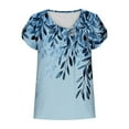 thumbnail image 5 of Charella Floral Printed Tops for Women V Neck Button Petal Short Sleeve Shirts Casual Clothes Loose Tunic Blouses (XL, Navy 3), 5 of 6