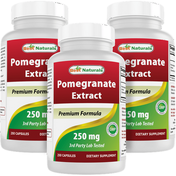 3 Pack Best Naturals Pomegranate Extract 250 mg 250 Capsules