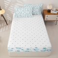 thumbnail image 4 of Homewish Blue Ribbon Bowknot Girls Zipper Full Size Comforter Sets with Fitted Sheet and 2 Pillowcases,Rustic Botanical Floral Zipper Bedding Set For Kids,Reversible,4 Pieces, 4 of 7