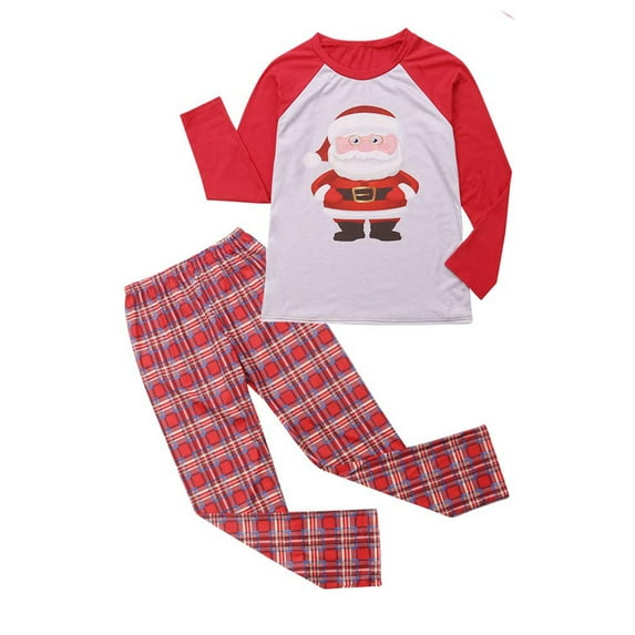 Fiomva Christmas Family Matching Deer Pajamas Top and Plaid Pants