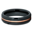 thumbnail image 2 of Tungsten Wedding Band 6mm Rose Gold Tungsten Ring Black Tungsten Band Beveled Comfort Fit, 2 of 3
