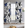 thumbnail image 2 of Navy Blue Black Geometric Sheer Curtains 84 Inch Length 2 Panels Set for Living Room/Bedroom, Abstract Art Modern Line Kitchen Curtains Grommet Semi-Sheer Curtains Drapes Window Treatments 52"x84"x2, 2 of 7
