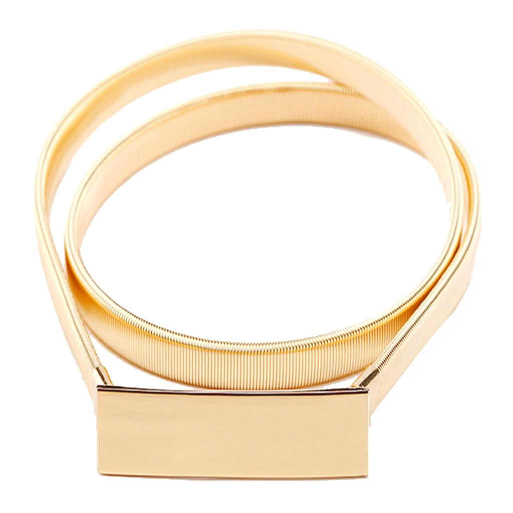 Metal Elastic Stretchy Skinny Thin Waistband Waist Belt Chain Lady Girl Gold Walmart