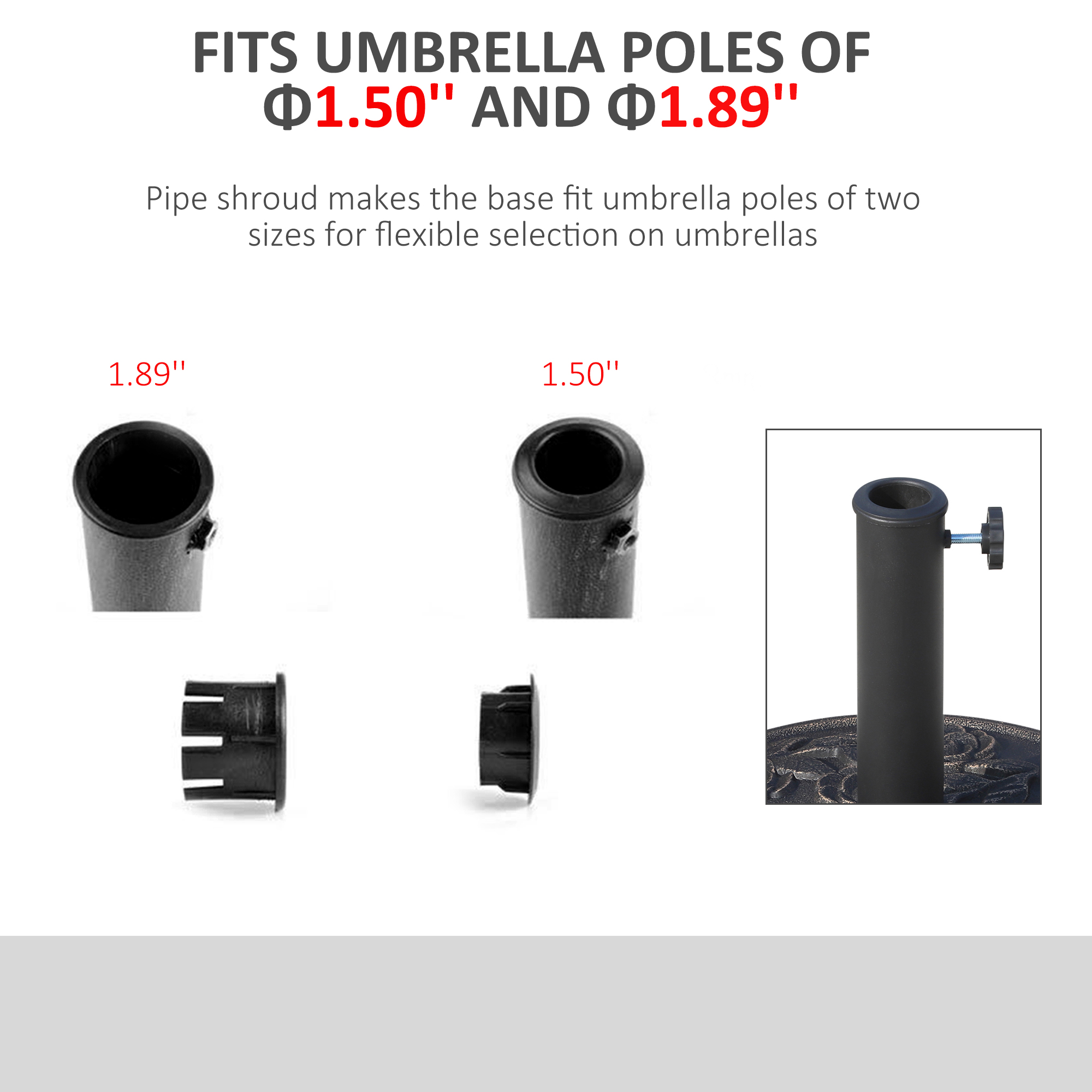 Outsunny 18" Round Decorative Resin Rose Umbrella Pole Holder w/ Bronze Finish