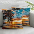 thumbnail image 3 of Orinice Sunset Palm Trees Graphic Decorative Cushion Throw Pillow Cover for Home Decor - 1 PC Summer Pillow Case for Couch, Living Room, Bed, Sofa 20x20in, 3 of 5