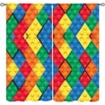 thumbnail image 1 of ICMOLYYENLO Rideaux Jouets Blocs de Construction pour Enfants Garçon Fille Chambre Rideaux Imprimés Briques Colorées Abstraites Rideaux Occultants pour Chambre d'Enfant 52x84 Pouces 2 Panneaux, 1 of 8