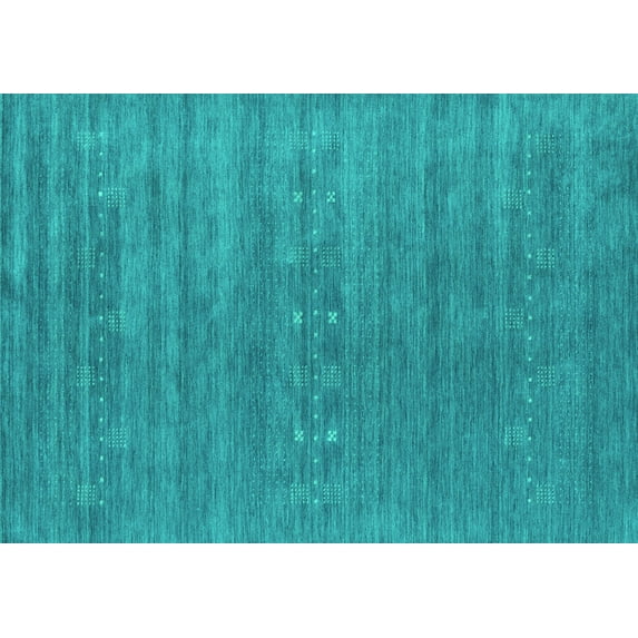 Ahgly Company Machine Washable Indoor Rectangle Abstract Turquoise Blue Contemporary Area Rugs, 7' x 9'
