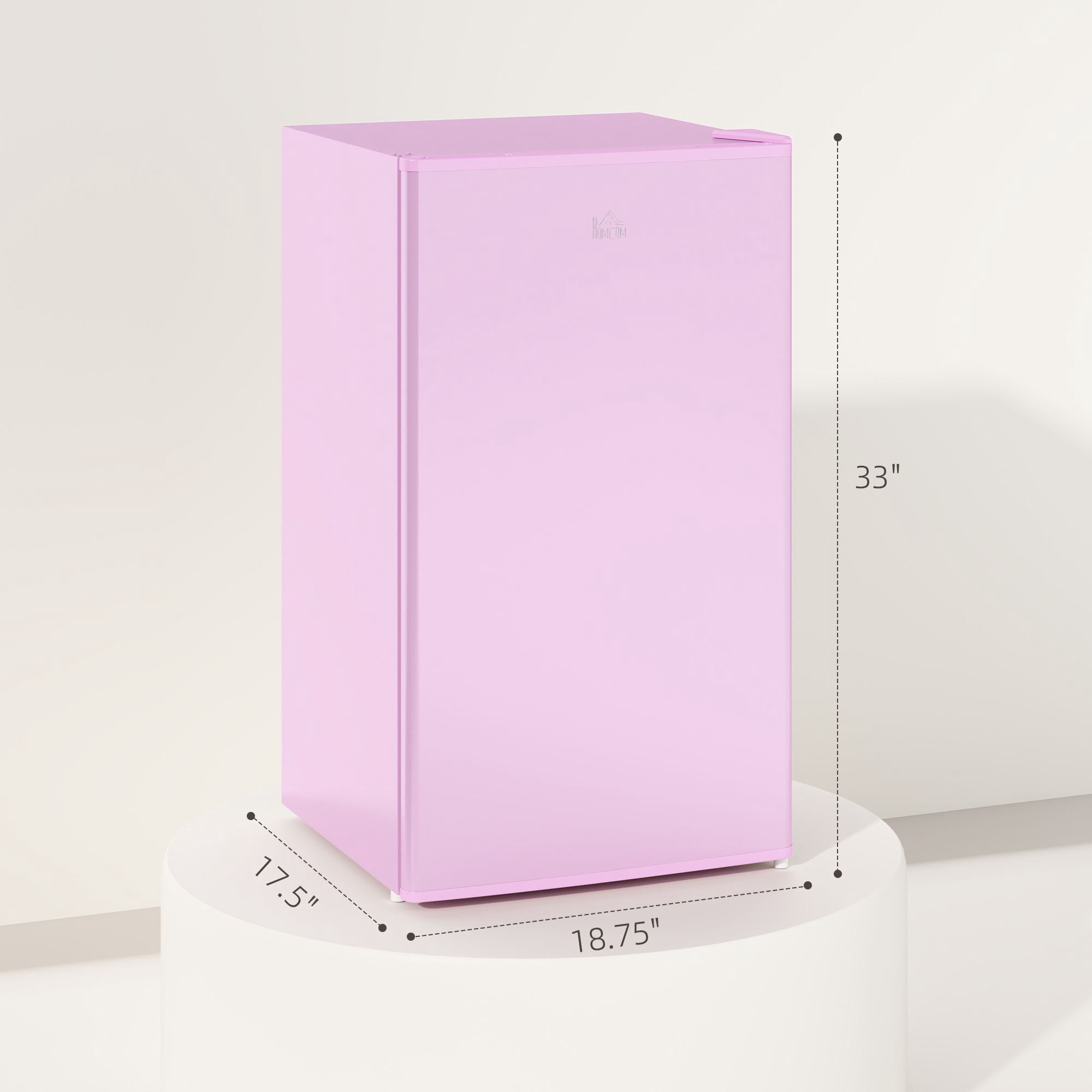 Pink Compact Refrigerator with Freezer, 3.2 Cu.Ft Single Door Mini Fridge, Adjustable Thermostat & Reversible Door