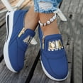 thumbnail image 2 of Platform Sneakers for Women Breathable Round Toe Chunky Bottom Slip on Low Top Side Zipper Flat Comfortable Walking Shoes Blue Size 7, 2 of 7