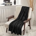 thumbnail image 1 of Embossed Flannel Throw Black, 1 of 3