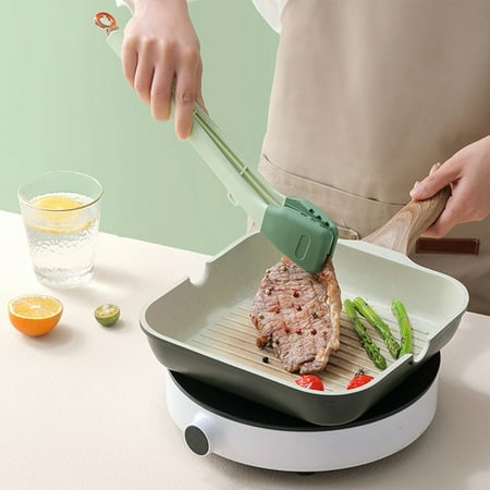 Home Kitchen Kitchen Dining Kitchen Utensils Gadgets Kitchen Tongs For Cooking High Temperature Food Grill Tongs Steak Tongs And Anti-burn Bread Tongs With Silicone Flat Head Green