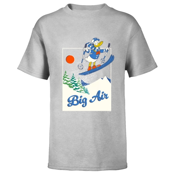 Disney Donald Duck Winter Sports Skiing Retro Ski Big Air - Short Sleeve T-Shirt for Kids - Customized-Athletic Heather