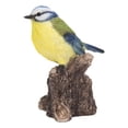 thumbnail image 2 of 5.25" Motion Activated Singing Bird Blue Tit Standing on Stump Outdoor Garden Statue, 2 of 2