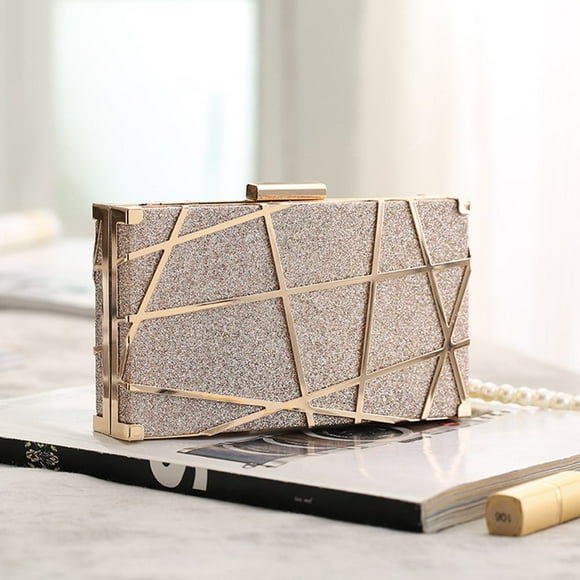 Women Evening Bag Ladies Elegant Crossbody Bags Fashion Leisure Glitter Party Wedding Dinner Clutches (Gold)