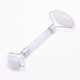 thumbnail image 2 of Natural Rose Quartz Brass Face Massager Facial Rollers Platinum 142~150x54~58x19~22mm, 2 of 2