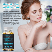 Multi Collagen Peptides Types I, II, III, V, X Capsules - Mulittea Multi Collagen Pills 710mg with Biotin Vitamin A B D - for Healthy Joints, Hair, Skin, Nails, 120 Capsules