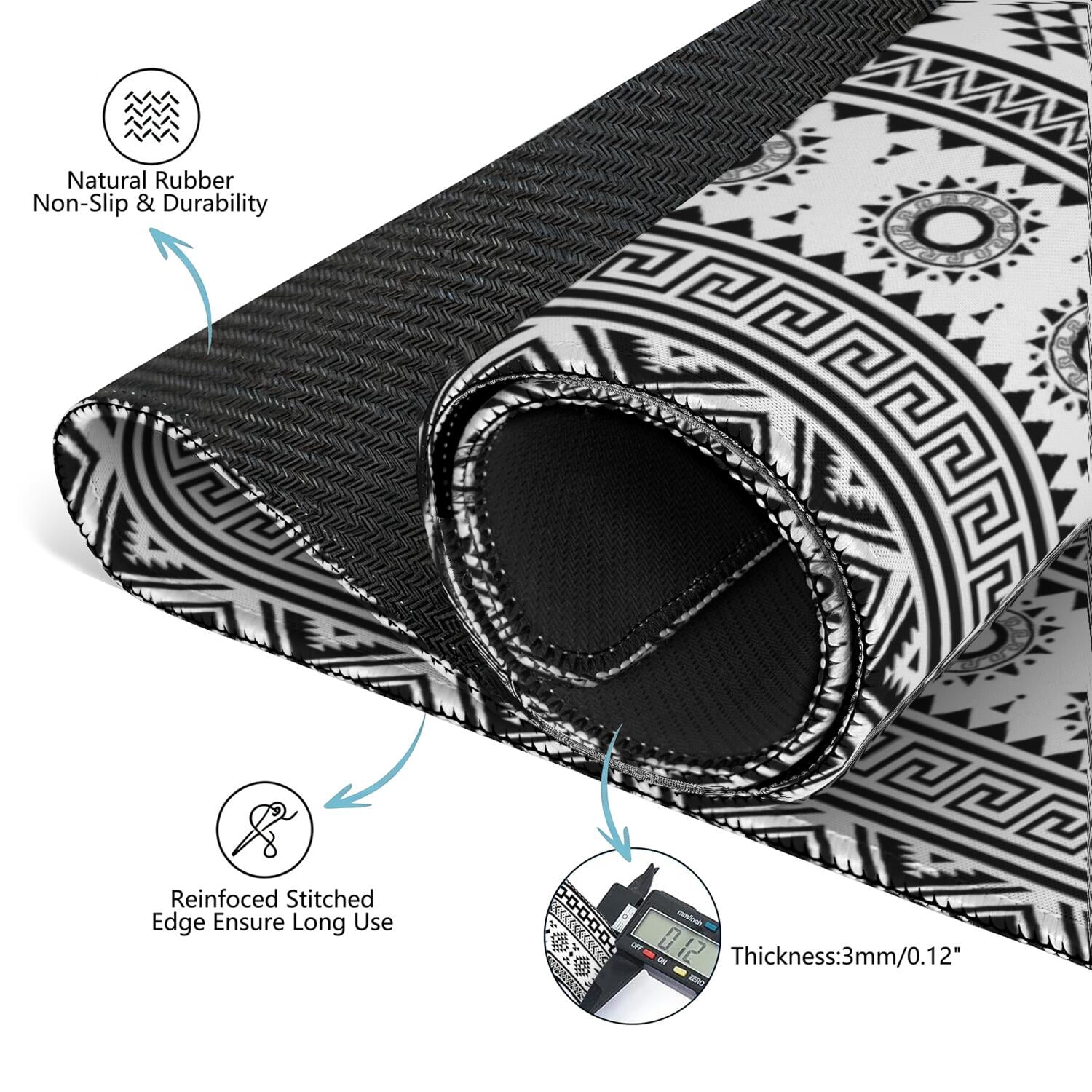 Stylish 31.5 Inch Boho Mahjong Mat, Professional Rubber Game Table Pad with Non-Slip Grip and Noise Reduction, Perfect for Card Games Tile Games and Board Games